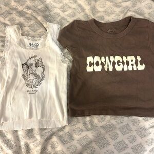 Brandy Melville Cowgirl tee and “Where do you go my love” Brandy Melville Tank